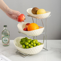 Plateau à fruits multi-niveaux de luxe léger, en céramique, pour le salon, rangement pour fruits et en-cas
