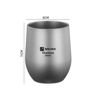 Mug isotherme classique en titane pour camping, 400 ml, double paroi, sans BPA, avec logo personnalisé