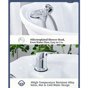 เตียงสระผมหุ้มเบาะหนัง พร้อมที่วางเท้าและอ่างล้าง - Product Image 6