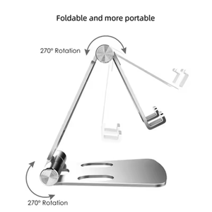 Soporte de escritorio de aluminio completamente plegable portátil Soporte de teléfono celular ajustable en ángulo para teléfonos móviles - Product Image 2