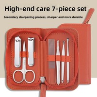 Kit de manucure et pédicure professionnel 9 pièces en acier inoxydable, ensemble de toilettage de voyage classique marron
