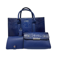 Ensemble de Sacs à Main Personnalisés pour Femme en Similicuir Motif Crocodile, Luxe 3 Pièces, Bandoulière Épaule Cabas avec Fermeture Éclair et Logo