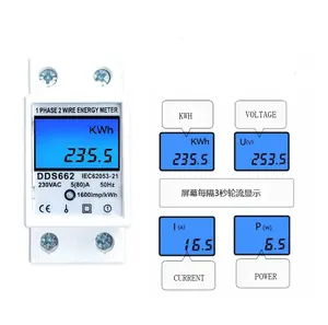 230V AC 50Hz 80A Electric Din Rail LCD Digital Display Power Consumption Meter Single Phase Energy Meter Watt Wattmeter kWh