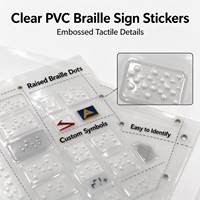 Autocollants de signalisation tactile en PVC transparent personnalisables, étiquettes braille, modèle 011, origine CN, pour la maison, la cuisine, la buanderie et les espaces publics