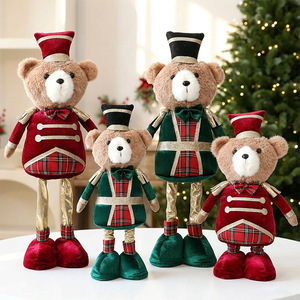 Cute Soft Adjustable Telescopic Eco-friendly <b>Handmade</b> Stuffed Christmas Bear <b>Doll</b> Tabletop Decor - Product Image 5