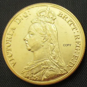 복제 영국 1887 5 파운드-빅토리아 2nd 초상화 골드 도금 맞춤형 동전