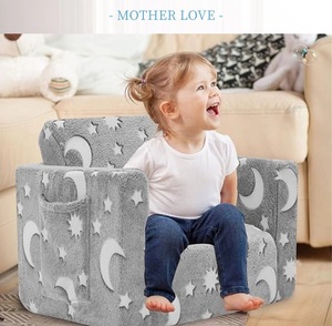 Divano pieghevole 2-in-1 per bambini luminoso flanella cartone animato peluche stella luna reclinabile orso seduto imbottito per le occasioni di compleanno - Product Image 2