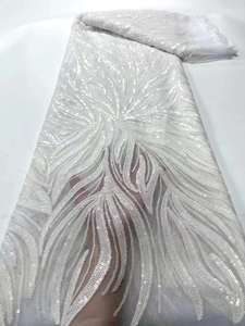 Abito <span class=keywords><strong>da</strong></span> <span class=keywords><strong>sposa</strong></span> africano in pizzo tessuto scuro con paillettes ricamate in pizzo accessori in Stock per abito <span class=keywords><strong>da</strong></span> donna - Product Image 5