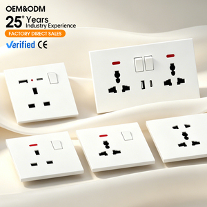 Tomada de Parede com Interruptor de Luz Neon, Padrão Britânico 13A, Monofásica, Bipolar, 5 Pinos, Atacado Direto da Fábrica - Product Image 1