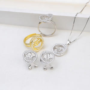 Ensemble de boucles d'oreilles et de bague en argent S925 avec perle, style nid d'oiseau, plateau vide semi-fini, accessoires de bricolage, bijoux fins 1318 - Product Image 1