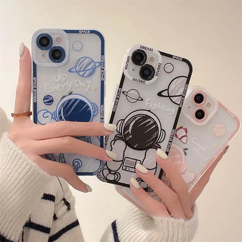 New Case For Iphone 13 Pro Max Cute Astronaut Clear Matte Mobile Phone Case For Iphone Xs Max 11 12 13 8 7 Se Plus