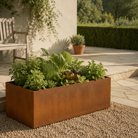 Jardinière rectangulaire en acier corten résistant aux intempéries, finition rouille écologique, pour jardin extérieur, patio