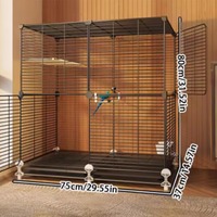 Grande Cage à Oiseaux Moderne de Luxe à Toit Plat avec Plateau en Plastique et Cadre en Fer Noir pour Pigeons - Cage Intérieure Durable, Écologique et Sûre