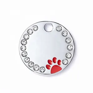 2024 recién llegados etiquetas de perro de Metal con diamantes de imitación colgante de Collar de perro etiqueta de identificación de mascotas suministros para mascotas