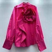 Chemises à manches longues à fleurs 3D et volants, style patchwork, coupe ample décontractée, col rabattu, boutonnage simple, chemises tendance