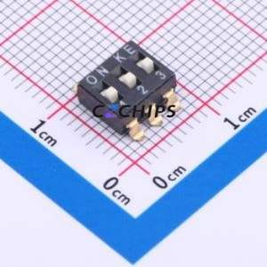 DSIC03LSGET DIP Switch SMD-6P,6x7.6mm Switch Flat Toggle, Raised Type Single Pole Single Throw 3 Gull Wing Type - Product Image 1