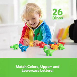 Venta caliente entrenamiento cerebral 13 piezas viscosa números en inglés clasificación emparejamiento cognitivo colorido dibujos animados <span class=keywords><strong>Dino</strong></span> juego de aprendizaje con bolsa - Product Image 3