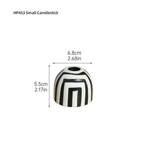 Modern Minimalist Seramik Mumluklar Klasik Siyah Beyaz Çizgili Taban Yaratıcı Dokulu Masaüstü Ev Dekor Aksesuarları - Product Image 6