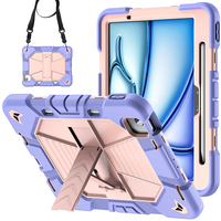 Étui robuste antichoc en silicone pour iPad Air 11 2024 2025 2026 avec sangle d'épaule, béquille intégrée et protection d'écran