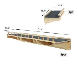 Mensole per Gatti in Legno Massello Naturale da Parete, Passerella con Ringhiera, Mobili da Parete, Gradini, Postazione di Riposo - Product Image 5