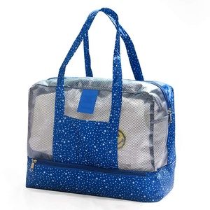 Mesh Polka Dot Duffel Bag Zipper Closure Waterproof Travel Tote For Women Bulk - Product Image 2