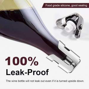 Bouchon de champagne en acier inoxydable avec logo personnalisé, matériau PP durable, bouchon de bouteille de vin mousseux sous vide, logo en métal - Product Image 3