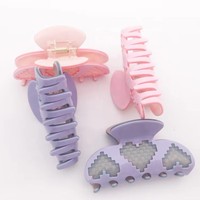 CANYUAN Pince à cheveux en acétate de 8 cm de style japonais et coréen, motif cœur pixelisé dégradé rose, accessoires pour femmes