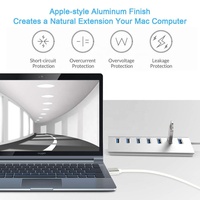 Hub Data USB 3.0 dan USB 2.0 dengan 7 Port dan Casing Aluminium untuk PC Desktop dan Laptop