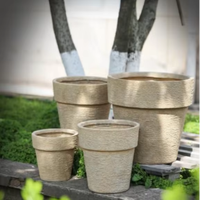Pot Bunga Meiling Terlaris, Berbagai Warna, Bentuk Persegi, Lapisan Kilap, Untuk Taman Luar Ruangan, Bahan Fiber Clay, Dilengkapi Lubang Drainase