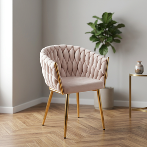 Luxury Tufted Velvet Dining Armchair Upholstered Accent <b>Chair</b> with Gold Metal Legs Modern Home Hotel Apartment Furniture - Product Image 3