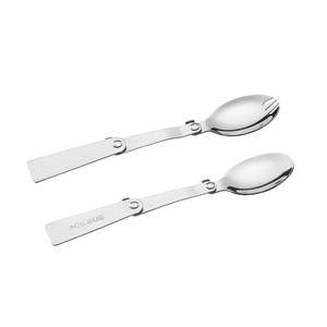 Stainless steel 304 <b>outdoor</b> camping spoon, fork <b>folding</b> three-fold spoon, student portable tableware set promotional small gift - Product Image 5