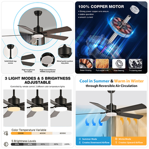 Ready to Ship Competitive Price Modern Indoor Living Room 52Inch DC Motor 5 Plywood Blade Led <strong>Ceiling</strong> <strong>Fan</strong> <strong>with</strong> Light and <strong>Remote</strong> - Product Image 2