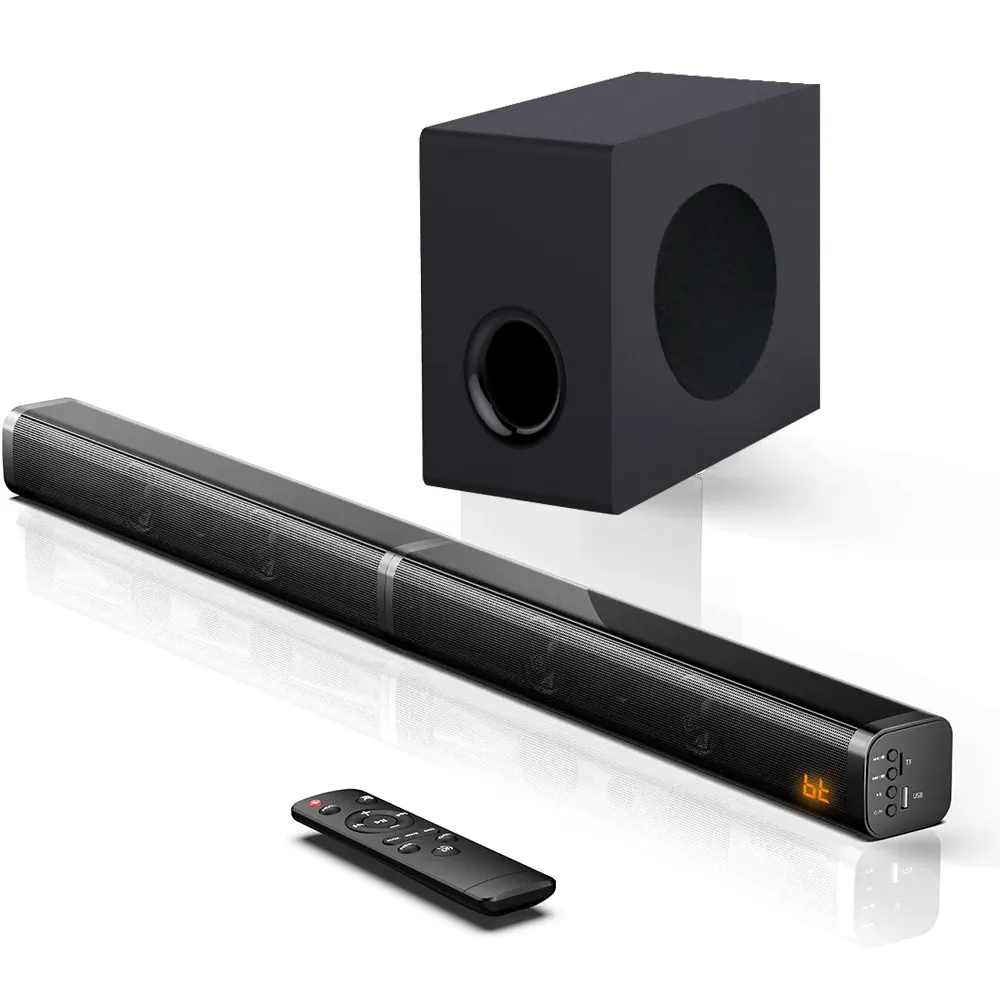 Samtronic Speaker TV 100W, SoundBar TV 2.1Channel 5.0 Sistem Suara Home Theater 3D Bar Suara Surround dengan Subwoofer