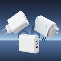 Adaptor dinding pintar USB Gan 65W, pengisi daya Cepat kabel Tipe C untuk Macbook Pro menampilkan OTP perlindungan OVP