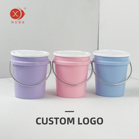 Ember Plastik PP Food Grade Grosir dengan Tutup Kedap Udara, Gagang Logam, Logo Custom, Multi Warna, Dapat Didaur Ulang, Wadah Kemasan Mini