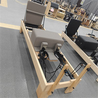 Máquina de Pilates Reformer de madera de arce con rieles completos y base de madera de roble para ejercicio en casa, yoga y pilates
