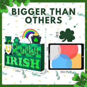 Ornement de table pour la Saint-Patrick, chapeau de trèfle en bois éclairé par LED, centre de table porte-bonheur pour la table à manger, vaisselle et décorations de fête - Product Image 2