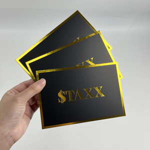 Custom Matte Black Thank You <b>Cards</b> Gold Foil Border Hot Stamping Logo Luxury Paper Apparel Boutique <b>Gift</b> Greeting <b>Cards</b> - Product Image 2