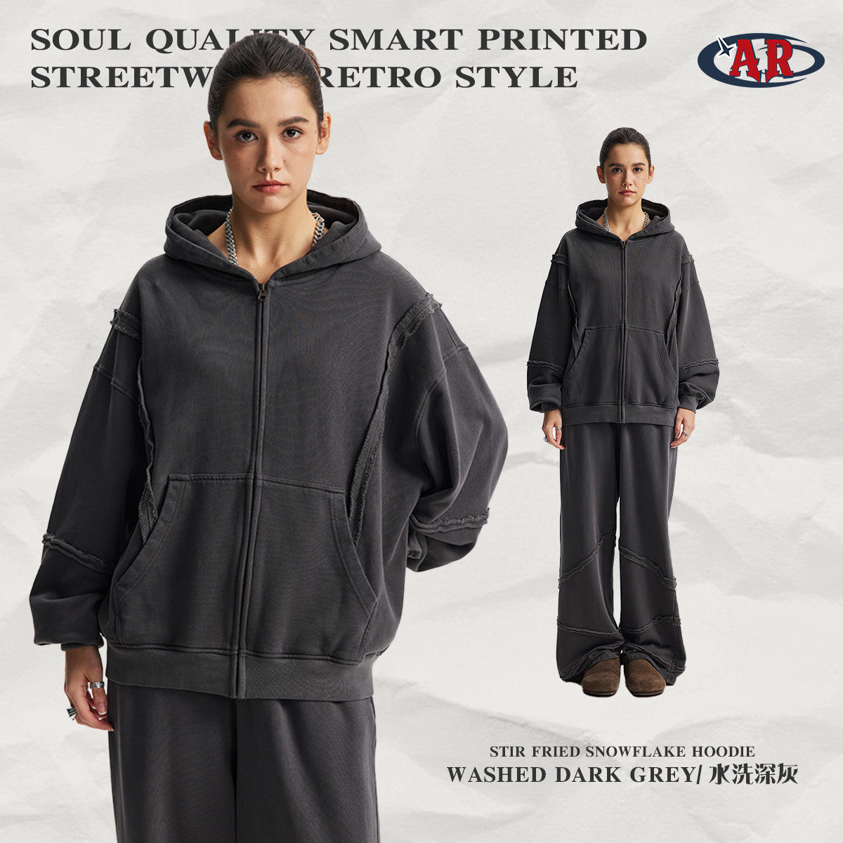 F80เสื้อสเวตเตอร์-ล้างสีเทาเข้ม