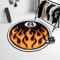 Schwarz-Weißer Billard-Teppich Y2K Streetwear Raumdekoration Retro Pool-Spiel Teppiche Cooler Graffiti-Stil Kreis Glückliche 8 Ball Runder Teppich