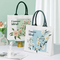 Sac fourre-tout en toile avec logo personnalisé, nouveau design, motif lotus bleu, pour la promotion d'entreprise, les festivals et la publicité en supermarché