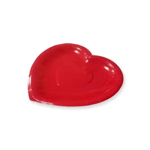 Red Heart Shaped Dessert Plates 7.5In Disposable Valentine' S Day Party Paper Plates Love Plates Supplies For Wedding