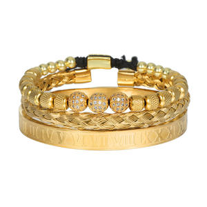 2022ชุดสร้อยข้อมือสแตนเลสสตีลสุดหรูสำหรับทุกเพศชุด<span class=keywords><strong>ลูกปัด</strong></span>คริสตัลแบบเรียงซ้อนมงกุฎบอลรูปหัวกะโหลกสีทองเครื่องประดับแฟชั่นสำหรับผู้ชาย - Product Image 5