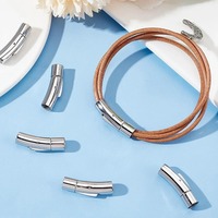 Fermoirs baïonnette incurvés en acier inoxydable 2/3/4/5/6MM, embouts de cordon en cuir à clipser pour bracelets, colliers, boucles et fabrication de bijoux