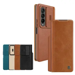 NILLKIN Qin Flip Leather Case For Samsung Galaxy Z Fold 4 5G Kickstand With S-Pen Pocket Fold 4 Slide Camera Protect Back Cover