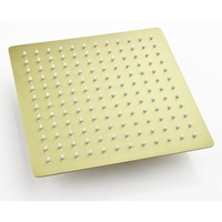 Système de douche doré brossé 3 fonctions, fixation murale, pommeau de douche pluie avec douchette carrée, bec de baignoire et mitigeur encastré