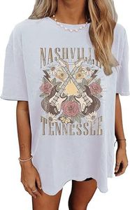 T-shirt Oversize Femme Nashville Music City – Maillot Décontracté Musique Country Coupe Ample Anti-boulochage Impression Personnalisée Été - Product Image 4