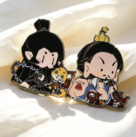Badges en métal personnalisés imprimés par le fabricant, émail dur, sérigraphie, dégradé de couleurs transparentes, épingles en émail anime