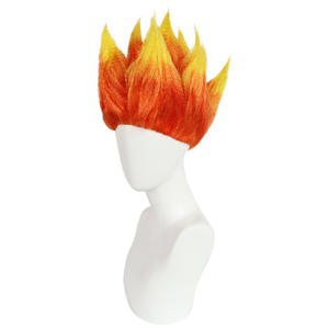 Anxin disfraz Cosplay Halloween naranja y amarillo <span class=keywords><strong>Troll</strong></span> llama fuego Goku Cosplay peluca - Product Image 5