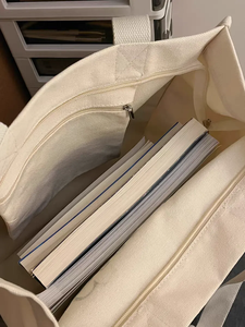 回收帆布手提袋个性化重型大号棉帆布拉链手提袋印花口袋 - Product Image 4